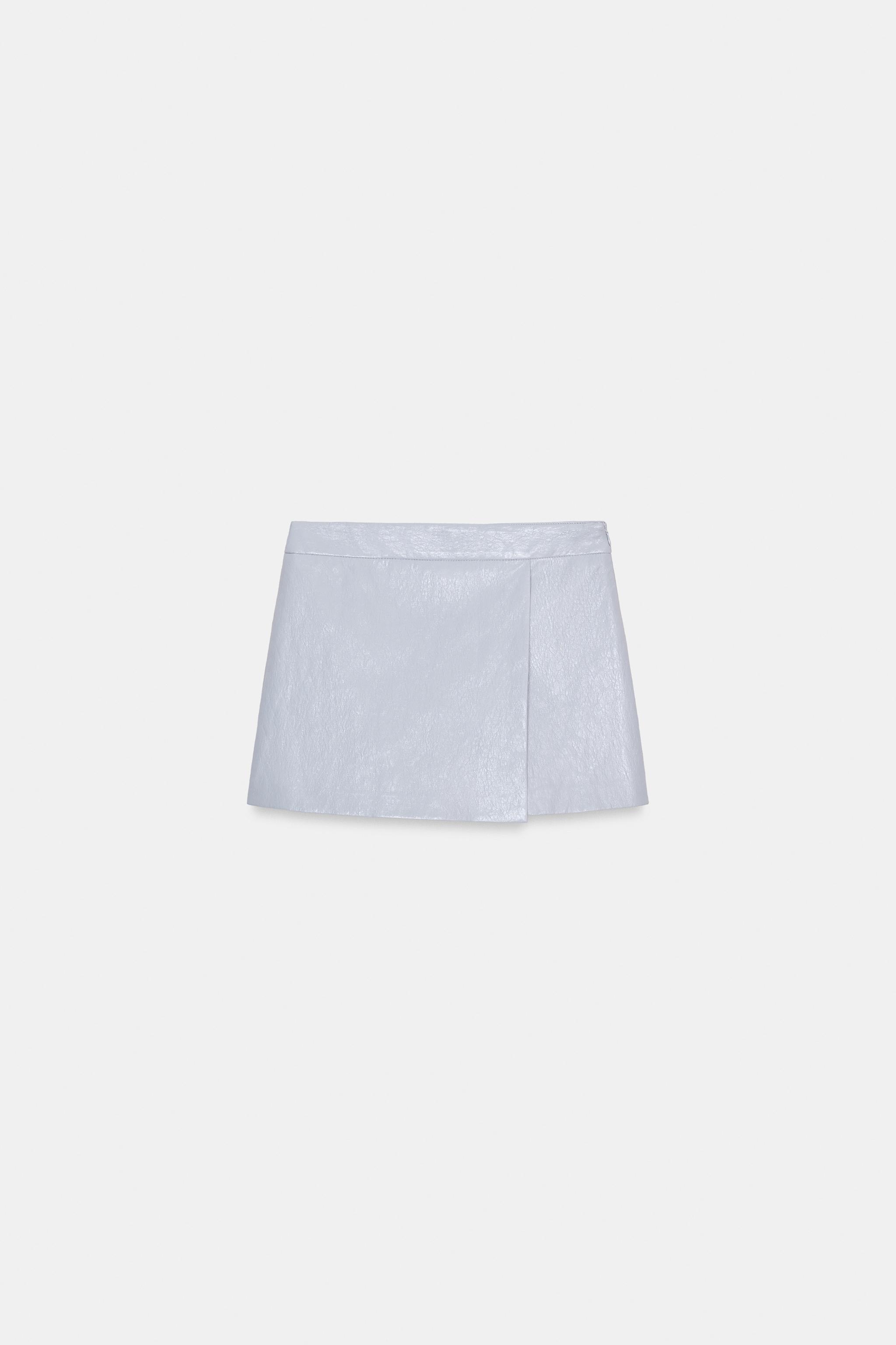 FAUX LEATHER WRAP SKORT